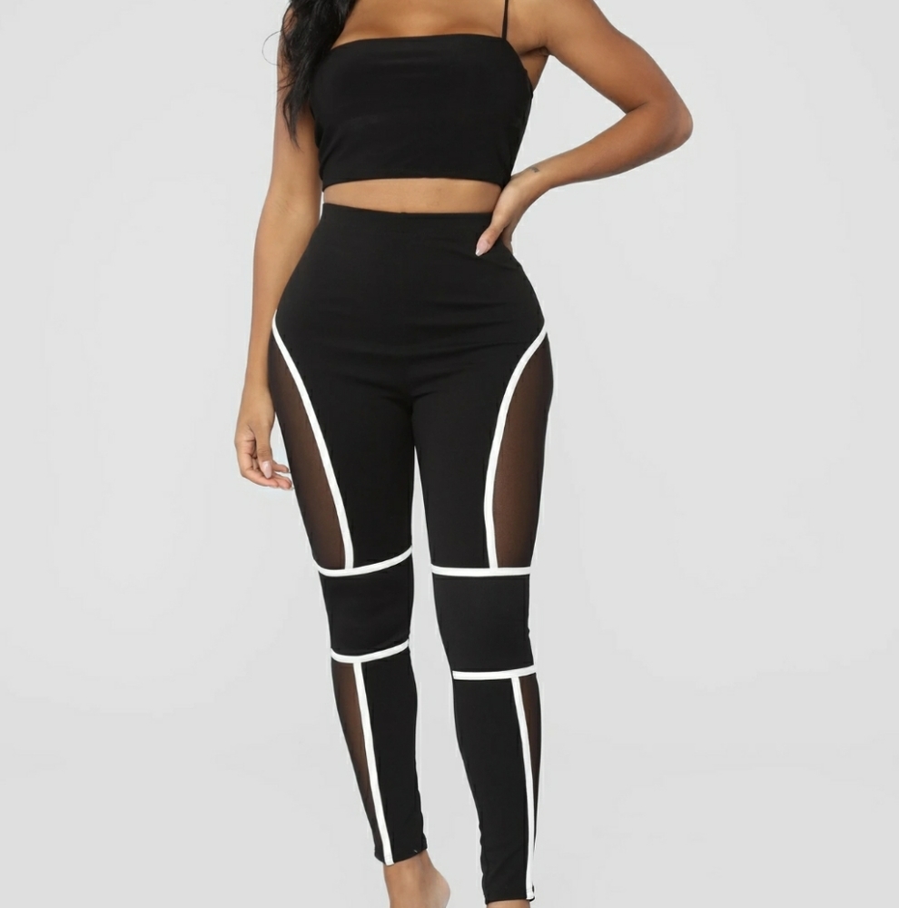 Give Me A Running Start Leggings - Black/White